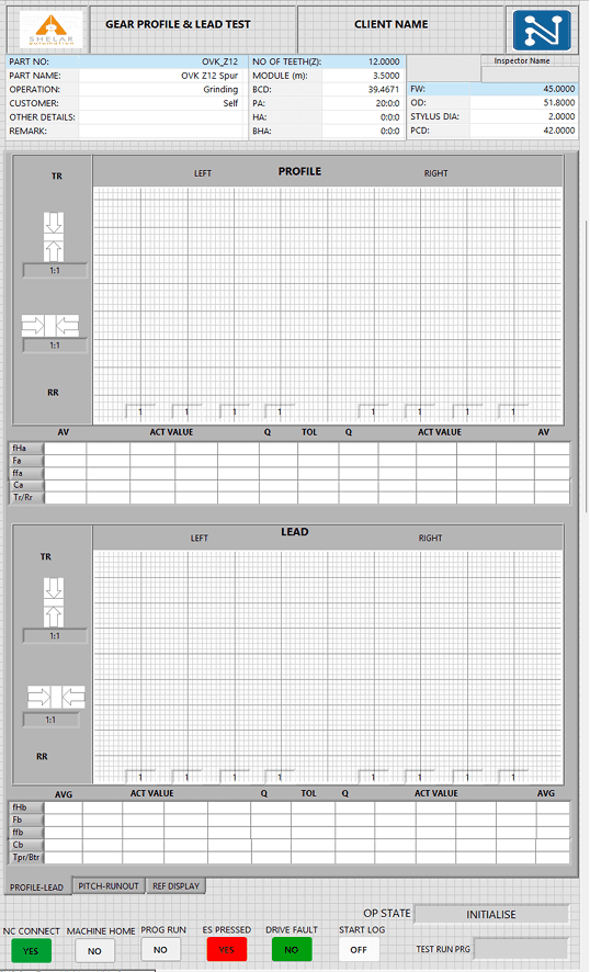 CNC Gear Tester data log and report generation software